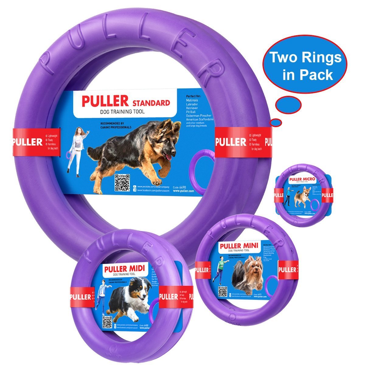 PULLER Active Dog Toy Midi 8 inch Outdoor Dog Toy for Medium Dogs (2-Pack)
