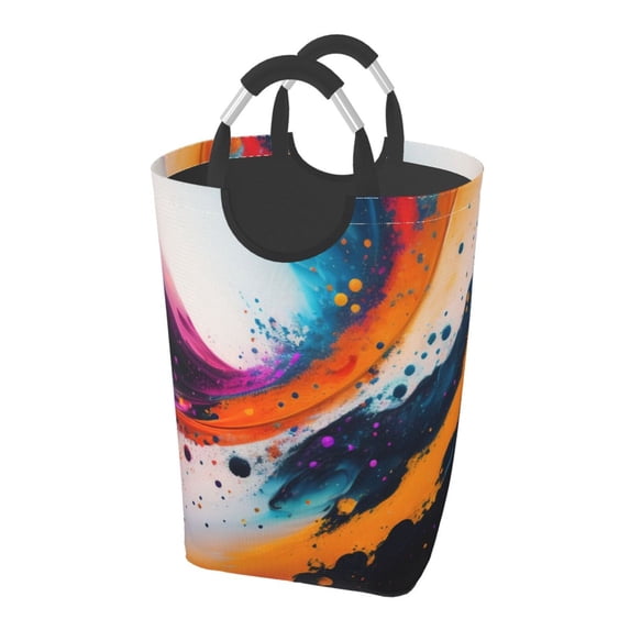 Laundry Hampers, Fractal Blaze Texture Pattern Foldable Laundry Hamper With Handles Waterproof, 50L Large Capacity