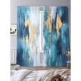 thumbnail image 3 of Abstract Graffiti Art Sheer Curtains 96 Inches Long 2 Panels Blue Gold Blend Decor Light Filtering Semi Sheer Window Curtains Drapes for Bedroom Living Room 52"x96", 3 of 7