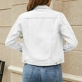 thumbnail image 6 of FEIFLY Women Basic Solid Color Button Down Denim Cotton Jacket With Pockets Denim Jacket Coats Long Sleeve Classic Female Outwear, 6 of 8