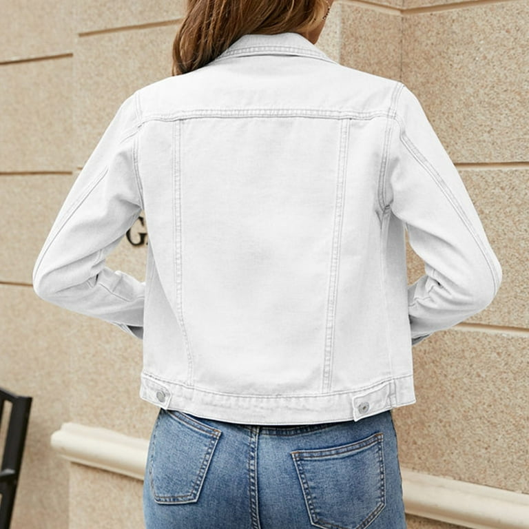 Beppter Women's Long Jean Denim Jacket, Solid Color, Button Beppter Women's Long Jean Denim Jacket, Solid Color, Button