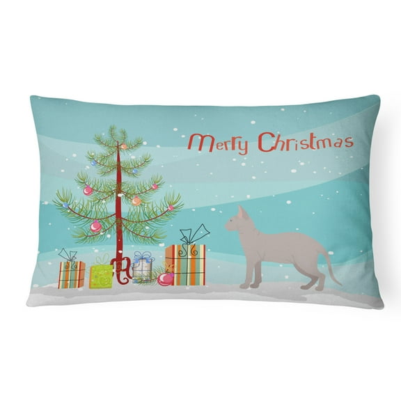 Carolines Treasures CK4604PW1216 Don Sphynx Cat Merry Christmas Canvas Fabric Decorative Pillow, 12H x16W, multicolor