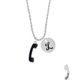thumbnail image 2 of Delight Jewelry Silvertone Black Telephone Silvertone Script Initial Disc - L - Charm Necklace, 20"+3", 2 of 4
