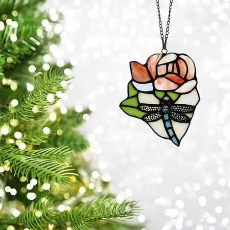 

Msuo Christmas Ornaments Style Grape Design Bed Room Dinning Room Stained Glass Chandelier Led Pendant Lamp Rose Acrylic Plane Flower Window Decoration Wall Hanging Decorations D