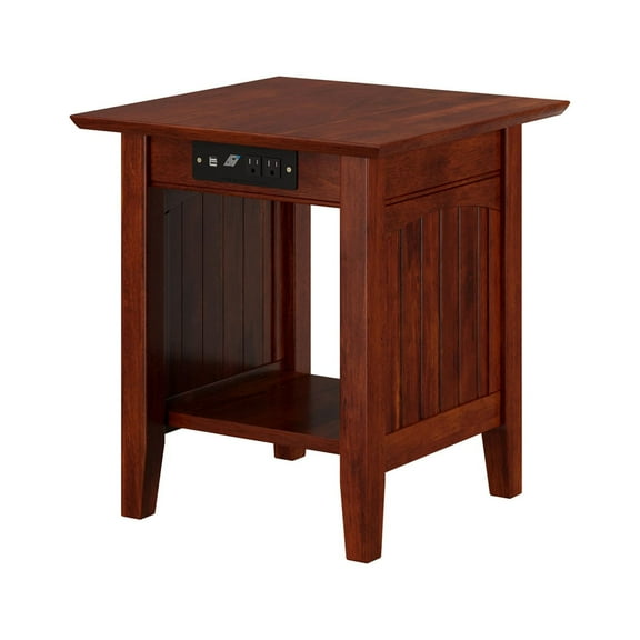 AFI Nantucket End Table with Charging Station in Driftwood-Finish:Walnut,Item Package Quantity:1