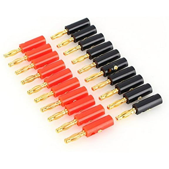 Audio Speaker Cable Connector,20 Pcs 4mm Screw Type Gold Plated Banana Plug Connector Adapter