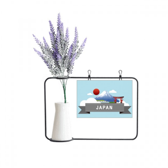 Japan Mount Red Sun Rail Train Temple Artificial Lavender Flower Vase Bottle Card