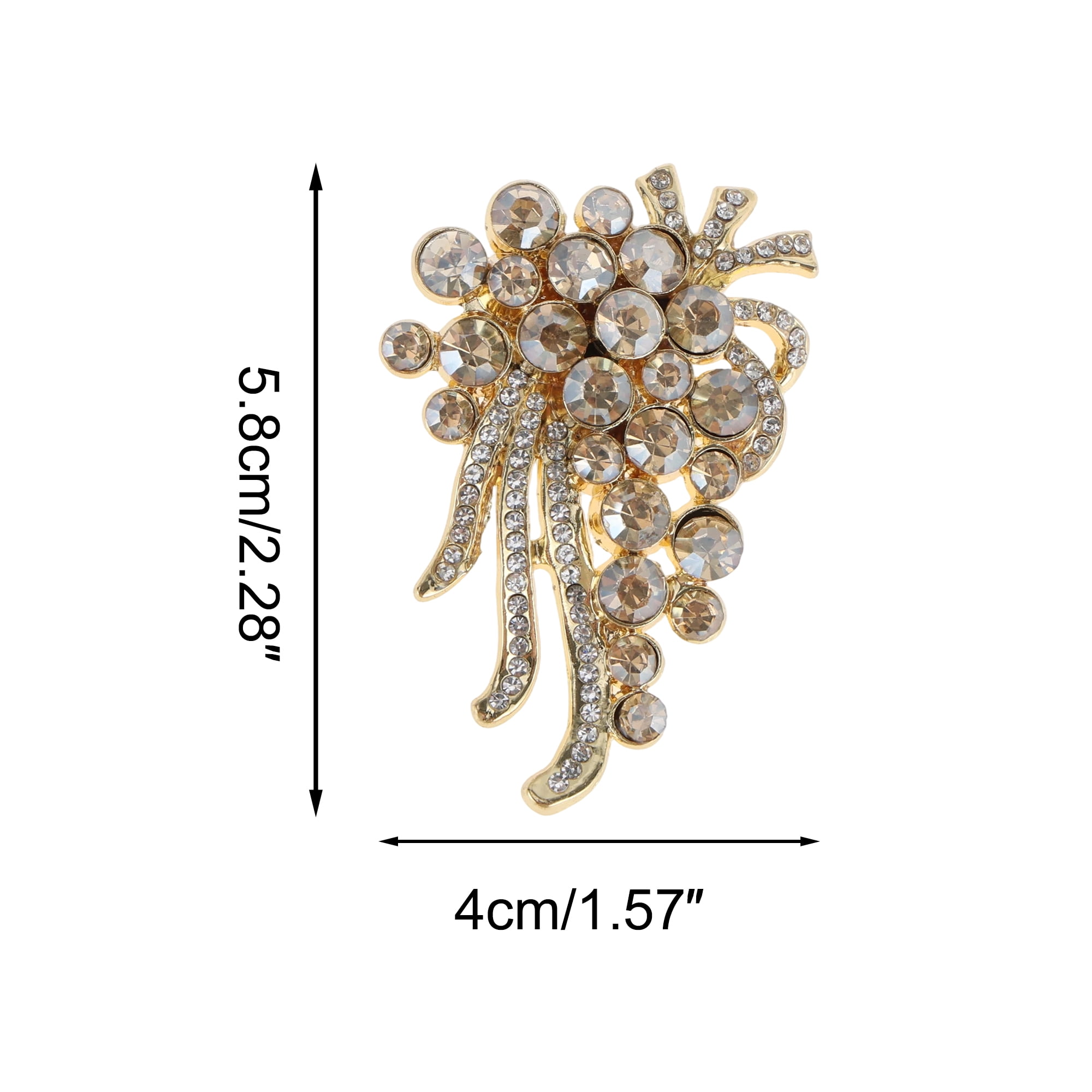 Unique Bargains Flower Rhinestone Brooch for Coats, Jackets, Dresses, and More Gold