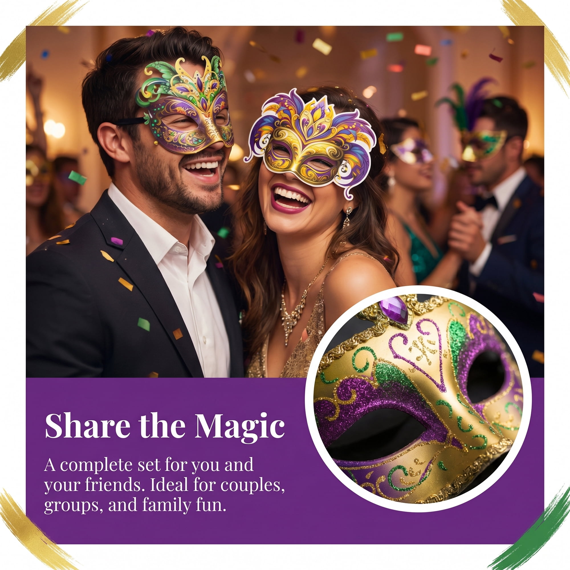 Unique Bargains 6-Pack Brazilian Carnival Mask for Mardi Gras Style A Set 7.4" x 5"