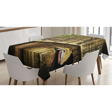 Ambesonne Cityscape Tablecloth Rectangular Table Cover, Romance Bridge Canal, 60"x90", Cream