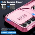 thumbnail image 3 of for Samsung Galaxy S23+ Plus Case with Slide Camera Cover & 2 PCS Screen Protector, Build in 360° Rotating Ring Kickstand, Military Grade Protective Case for Galaxy S23 Plus 6.6 inch, Pink+Red, 3 of 18