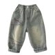 thumbnail image 1 of Odeerbi 1-10 Años Niños Vaqueros Lindos Pantalones de Vaquero Retro de Color Sólido Pantalones de Vaquero de Cintura Elástica, 1 of 8