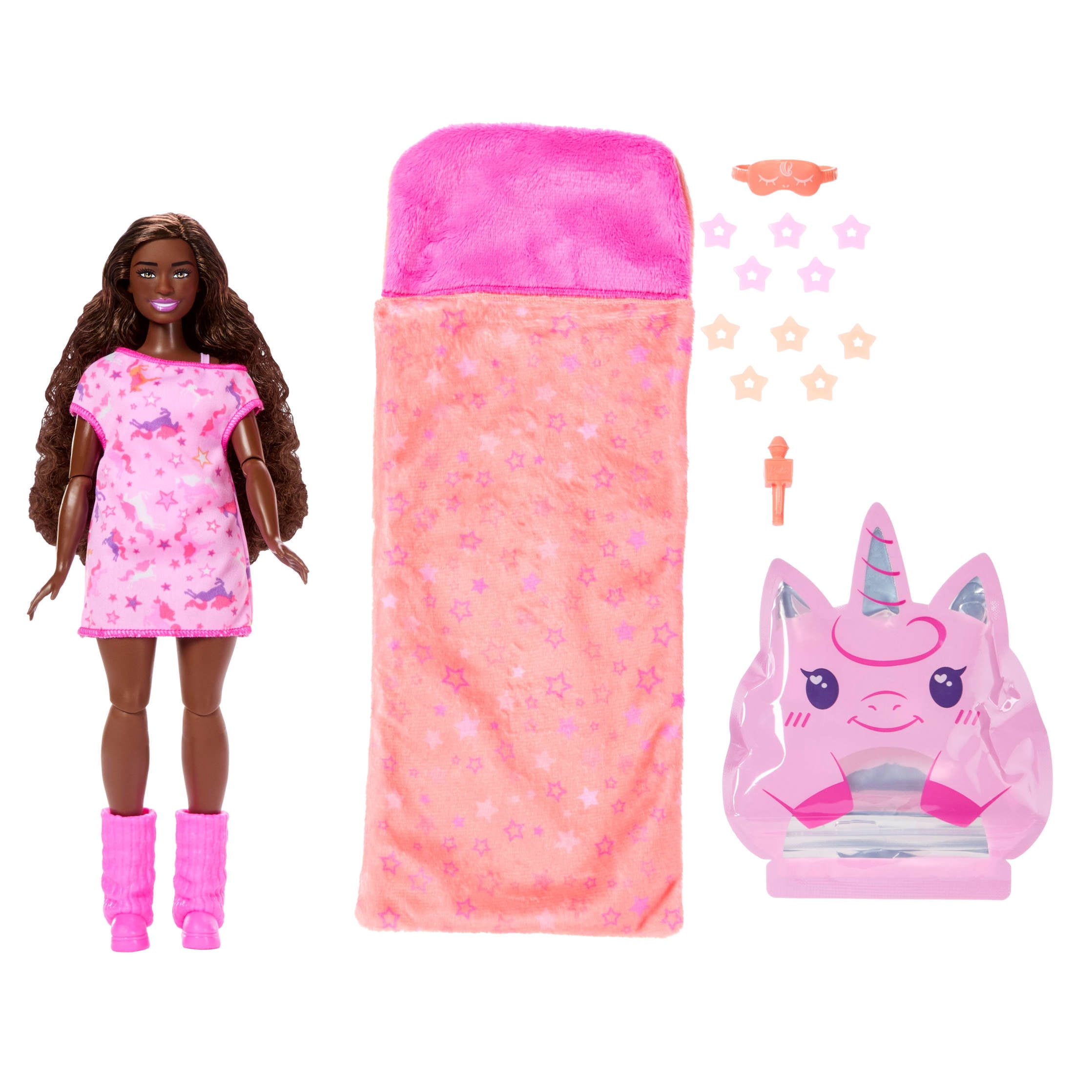 Barbie Party Unboxed Sleepover Reveal Series Pink Pajama Doll