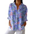 thumbnail image 1 of Chemises pour Femmes en Liquidation Chemises Rétro Art Imprimé Floral Chemise Décontractée Col en V, 1 of 4