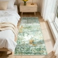 thumbnail image 4 of FairOnly Modern Abstract Machine Washable 2'x6' Runner Rug for Hallway Ultra Thin Low Pile Foldable Non Slip Floor Cover for Kitchen Laundry,Green, 4 of 7