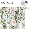 thumbnail image 5 of Eucalyptus Botanical Leaves Pink Rose Floral Kitchen Window Curtains Flower Plant Leaf Small Window Treatment Sage Green Cafe Short Curtains for Bathroom Treatment Tier Drapes 26x36 inch, 5 of 6