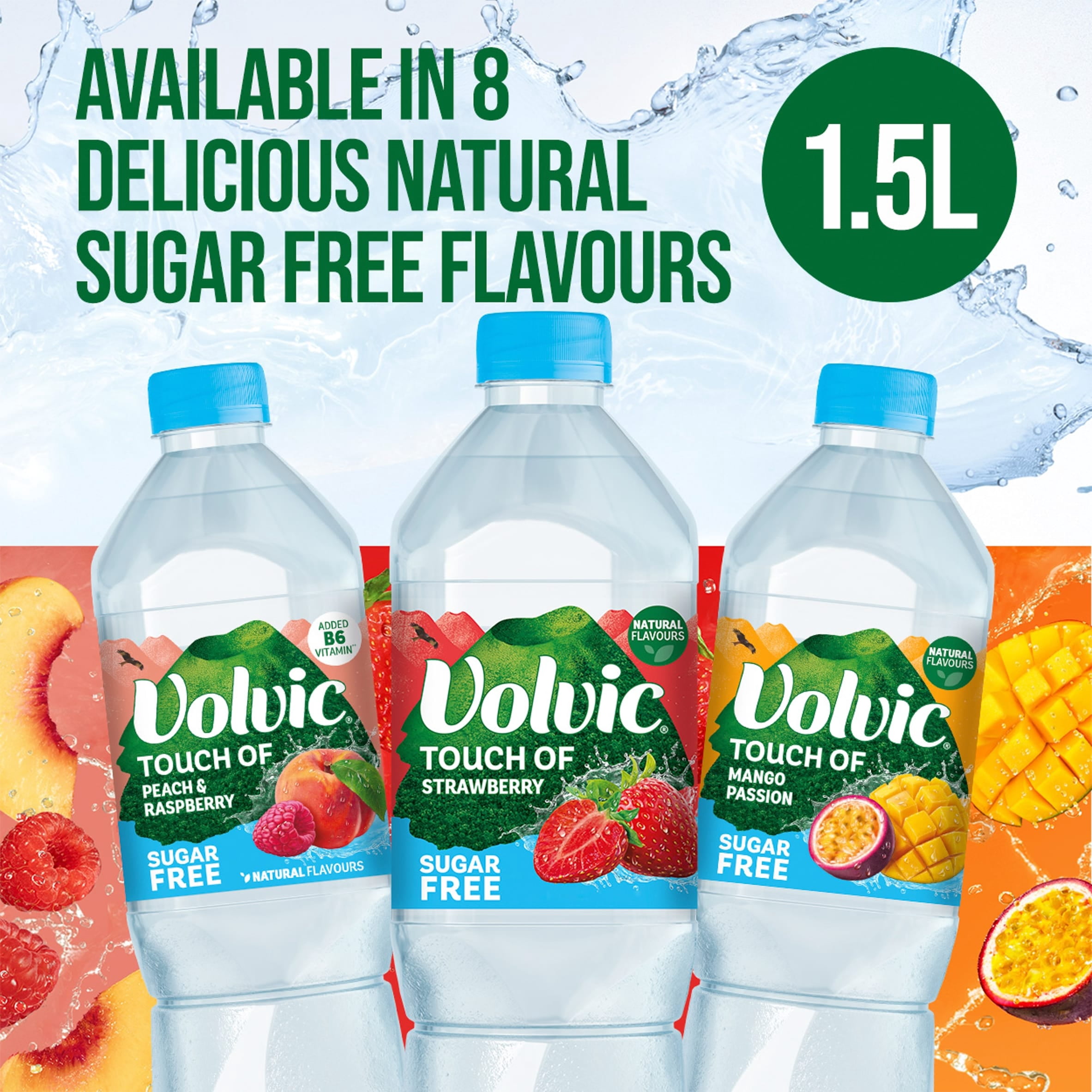 Volvic Touch of Fruit Apple & Blackcurrant Sugar Free Still Flavoured Water 1.5L, Imported from Britain