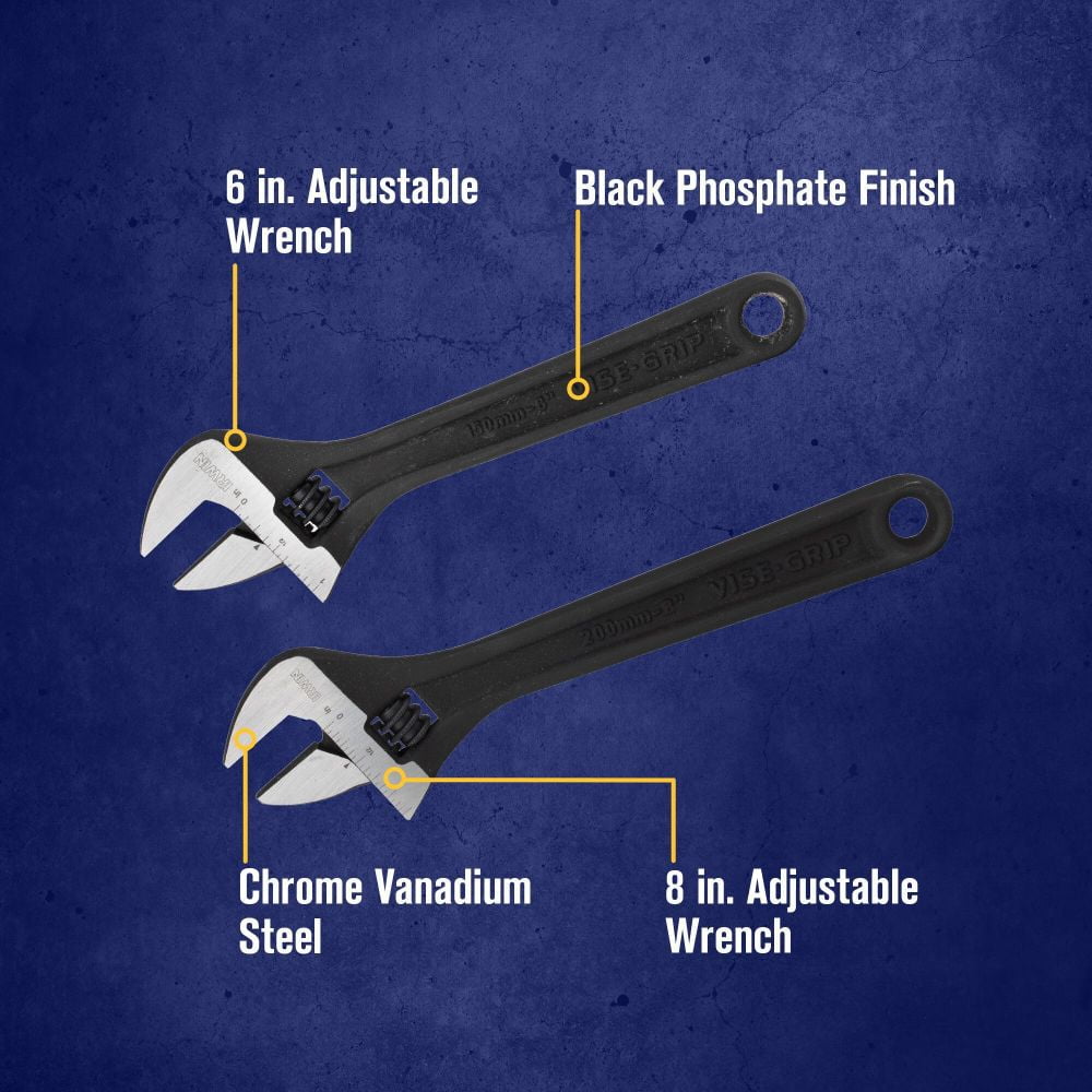 Irwin 2 Piece Adjustable Wrench Set 6 In And 8 In Steel Handle