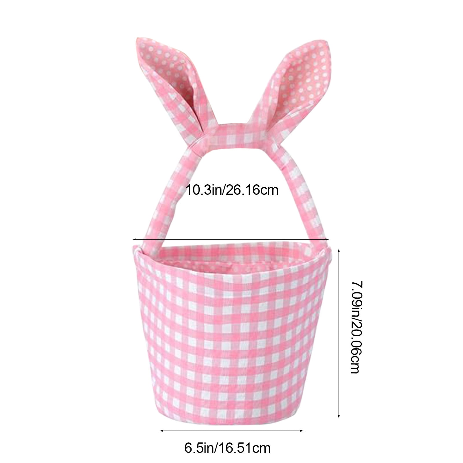 Lunxisen 4 Pcs Easter Bunny Basket Plaid Gingham Easter Buckets with Border Pleat,Cute Easter Basket Tote Easter Eggs Hunt Bag,Easter Decorations,Candy Gifts Storage