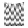 thumbnail image 1 of Modern Soft Flannel Fleece Throw Blanket, Geometric Triangle Shapes Zig Zag Triggering Lines Minimalist Pattern Print, Cozy Plush for Indoor and Outdoor Use, 60" x 80", Black and White, by Ambesonne, 1 of 6