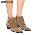thumbnail image 5 of Botas de tobillo con tachuelas Botas de cuña con punta puntiaguda retro Botas de estilo británico para mujer Botas de vaquero occidental Multicolor Venta de gran tamaño, 5 of 5