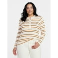 thumbnail image 2 of Time and Tru Women's Striped Henley with Long Sleeves, Sizes XS-XXXL, 2 of 6