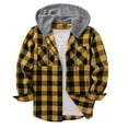 thumbnail image 2 of Men's Classic Plaid Hooded Long Sleeve Shirt Flannel Button Down Shirt With Pocket Young Adult Fashion, 2 of 6