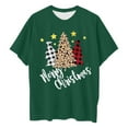 thumbnail image 1 of XDZJLR Mignons Chandails de Noël pour Femmes Grande Taille Imprimé de Noël T-Shirt Col Rond Ample Haut Graphique de Vacances Confortable Tenue Décontractée Vert TTTTG, 1 of 3