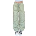 thumbnail image 5 of new style women's overalls women's solid color drawstring low waist loose trousers with pockets y2k loose streetwear-As photo shows_c-L, 5 of 7
