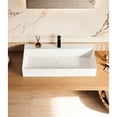 thumbnail image 3 of 36-inch Solid Surface Wall Mount Rectangle Matte White Vessel Sink with Faucet Hole for Spacious and Stylish Bathroom, 3 of 3
