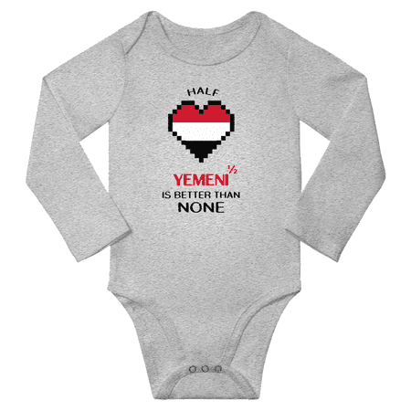 

1/2 Half Yemeni is Better Than None Cute Baby Long Slevve Bodysuit Outfits (Gray 12-18 Months)