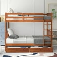 thumbnail image 2 of Harper & Bright Designs Full Over Full Bunk Bed with 2 Drawers, Solid Wood Platform Bed with Ladder, Full Length Guardrail and Headboard, No Spring Box Needed, 2 of 13
