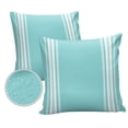 thumbnail image 2 of Outdoor Throw Pillow Cover Minimalist Line Art Waterproof Cushion Covers 2 Pack White Stripe on Light Teal Blue Pillow Cases Home Decoration for Patio Garden Couch Sofa, 2 of 7