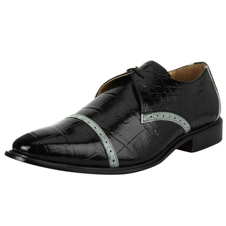 

LIBERTYZENO Men s Croco Print Lace Up Leather Oxford Dress Shoes