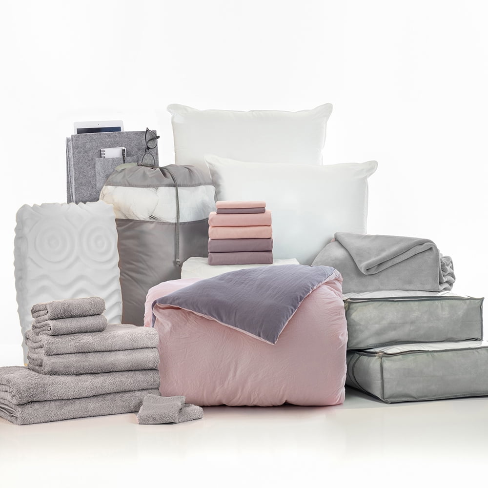 The Complete Campus Pak in Washed Pink & Grey, 24Piece Twin XL Bedding