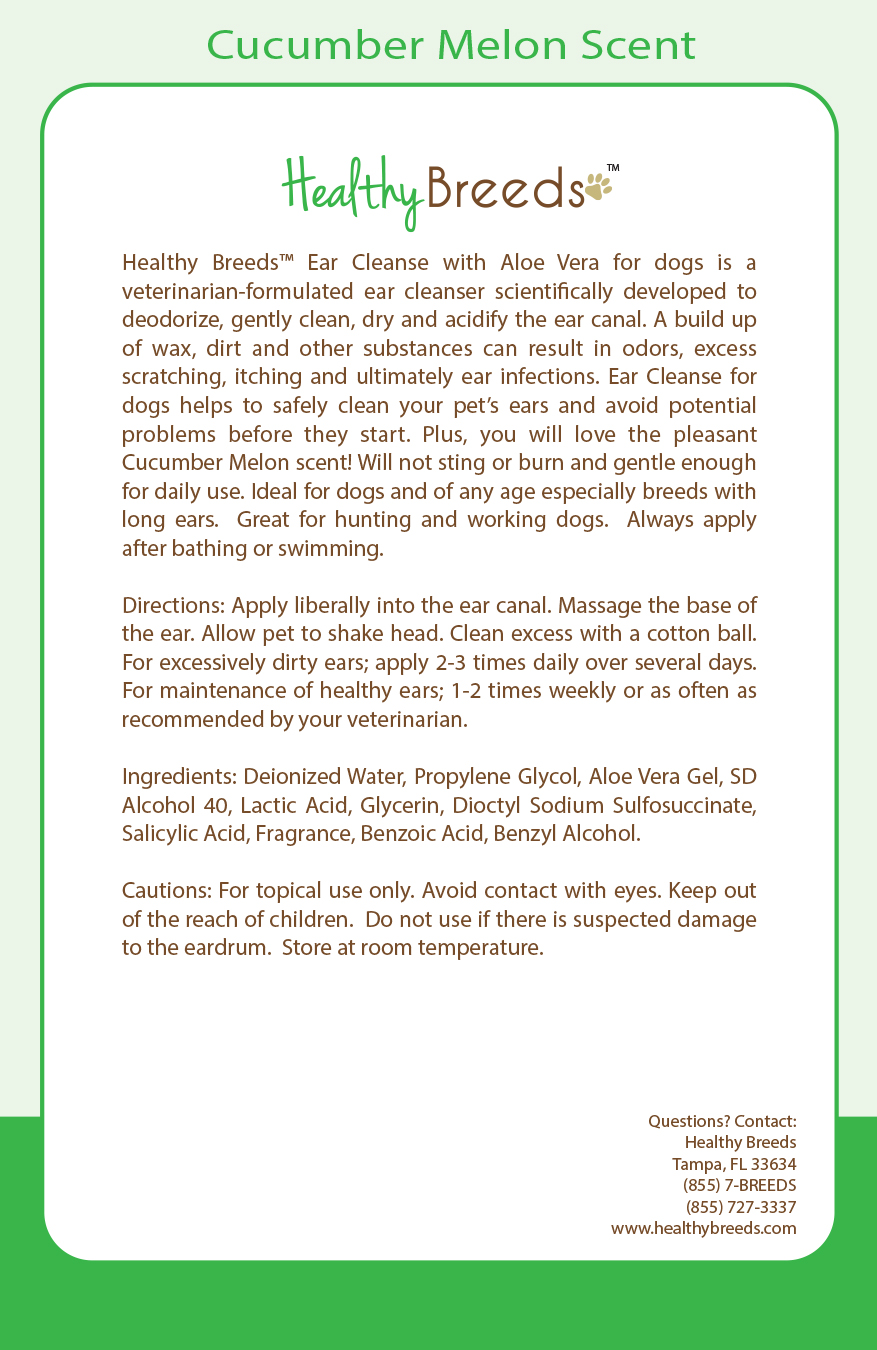 Healthy Breeds Dog Ear Cleanse with Aloe Vera for Pomeranian, Cucumber Melon Scent 8 oz