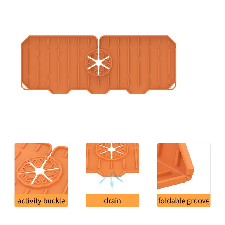 Gwong Wraparound Faucet Pad Quick-dry Silicone Moisture-proof Splash-proof  Faucet Mat Kitchen Supplies(Orange) 