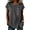 Gray, variant on Short Sleeve for Womens Linen Cotton Blouse Drawstring Waist Button Down Tunic Tops Loose Fit Casual Summer Shirts