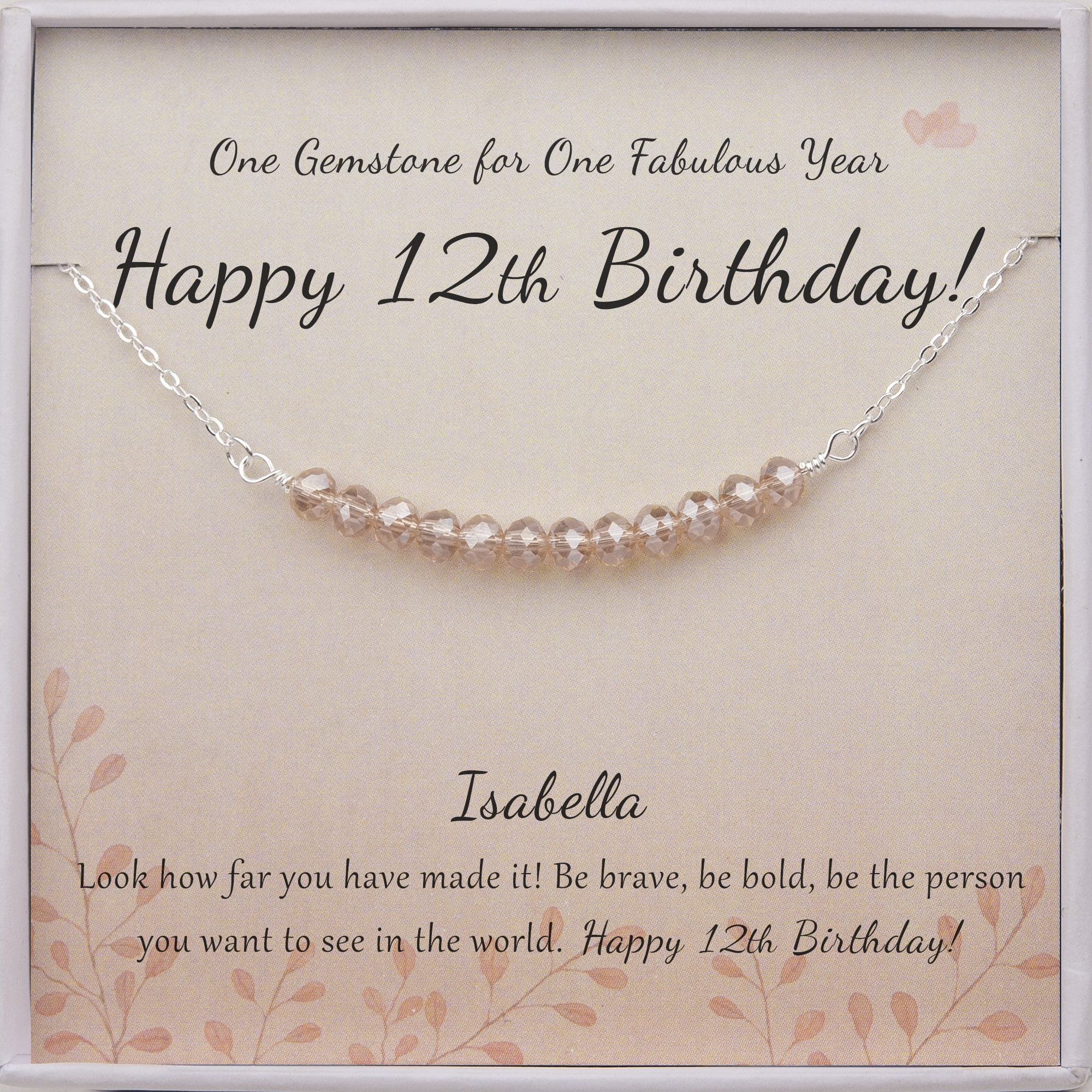 Anavia 12th Birthday Gifts for Girls,Custom 12 Beads 925 Sterling Silver Necklace for 12 Year Old Girl, Bat Mitzvah Gift for Girl -[Custom Card]