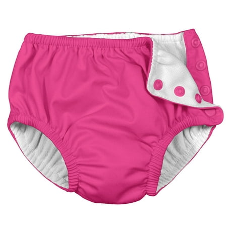 Pink Pinstripe Diaper Set i play Unisex Reusable Absorbent Baby Swim Diapers - Swimming Suit Bottom | No Other Diaper Necessary Hot Pink 3T ()