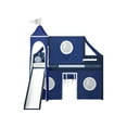 Jackpot Castle Low Loft Bed with Slide Blue & White Tent and Tower