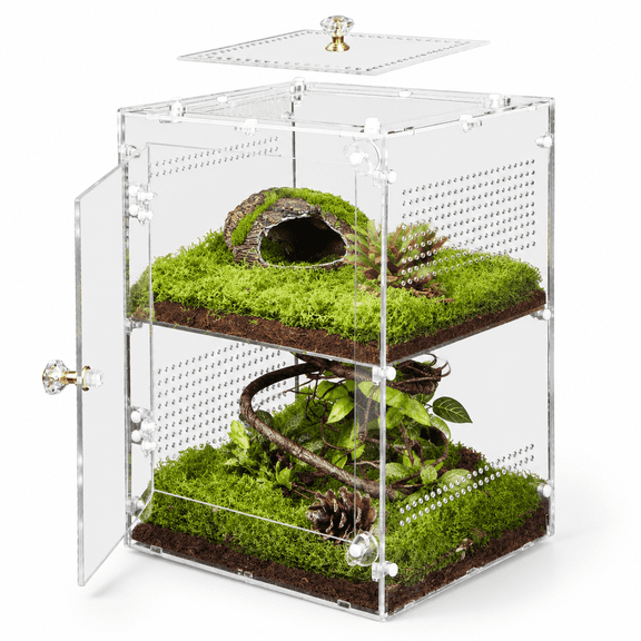 Large Jumping Enclosure 2 In 1 Ventilated Reptile Terrarium For Praying Mantis Arboreal Tarantulaed Gecko 12"*8"*8" Habitat With