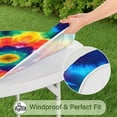 thumbnail image 5 of Colorful Rainbow Tie Dye Spiral Pattern Round Fitted Tablecloth with Elastic Edge,Dining Table Cover Waterproof,Outdoor Round Tablecloth for Camping,Dining,Indoor and Outdoor, 5 of 7