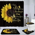 thumbnail image 5 of 4 Pcs Bathroom Shower Curtain Set Sunflower Shower Curtain Bathroom Sets Valentine's Day Shower Curtain Sets with Rugs(Bath Mat,U Shape and Toilet Lid Cover Mat) and 12 Hooks, 5 of 9