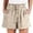 Beige, variant on Women’s Casual Summer Cotton Shorts, High Waist Ruffled Elastic Waist with Pockets, Multi-Color, S/M/L/XL/XXL
