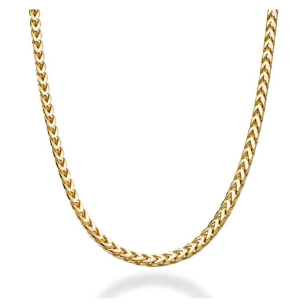 Miabella Solid 18K Gold Over 925 Sterling Silver Italian 2.5mm Franco Square Box Link Chain Necklace for Men Women, Made in Italy (Length 18 Inches (Small))
