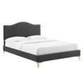 thumbnail image 2 of Modway Juniper Channel Tufted Performance Velvet Twin Platform Bed in Charcoal, 2 of 10