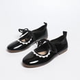 thumbnail image 4 of Miqool Womens Mary Jane Flats Low Heel Round Toe Bowknot Contrast Lace Shallow Mouth One Buckle Casual PU Shoes, 4 of 8