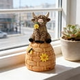 thumbnail image 4 of Resin Highland Cow Figurines 3.54 Inch, Highland Cows Decor for Farmhouse Table Kitchen Shelf, Spring Decor with Flowers, Small Animal Statues for Home Office, Gifts for Women, 4 of 5
