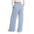 thumbnail image 3 of WTOBBY Women's Wide Leg Casual Pants High Waist Plaid Sports Trousers, Comfortable Stretch Athletic Pants for Jogging and Lounge Wear,Sky Blue M, 3 of 6